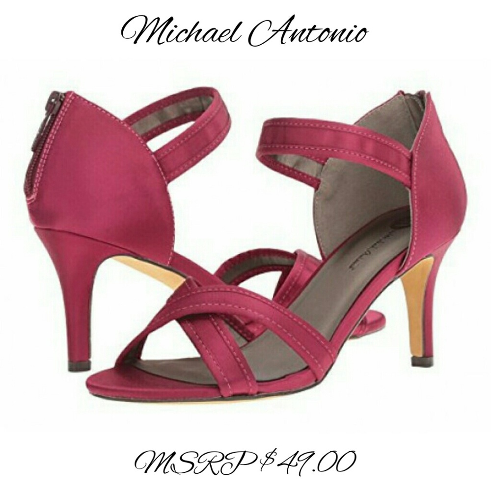Michael Antonio Dark Pink Magenta Satin Sandals